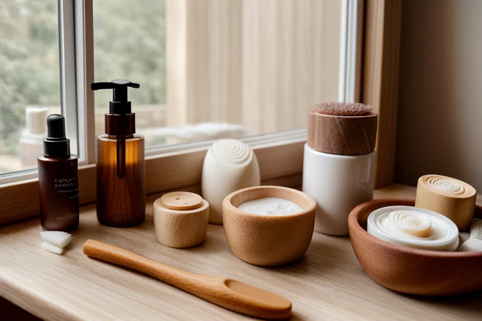 Rincón de autocuidado en casa con mate y kit de maderoterapia facial