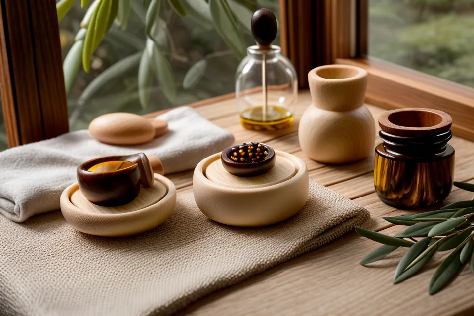 Mini rodillo estriado y copa sueca de madera para maderoterapia facial pro, herramientas para ojeras y bolsas sobre lino