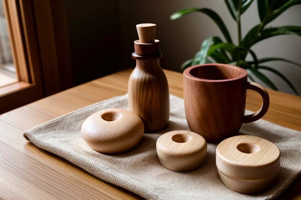 Teléfono con un tutorial de maderoterapia facial pausado junto al set de palos de madera